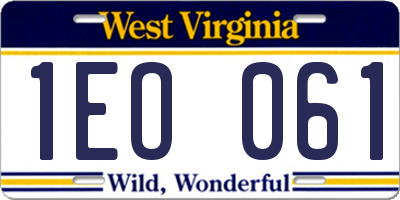 WV license plate 1EO061