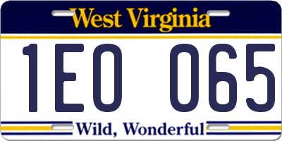 WV license plate 1EO065