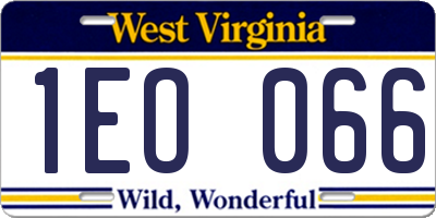 WV license plate 1EO066