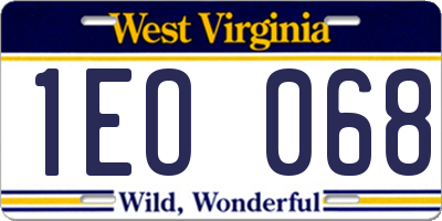 WV license plate 1EO068