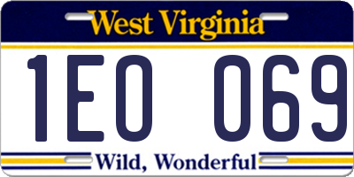 WV license plate 1EO069
