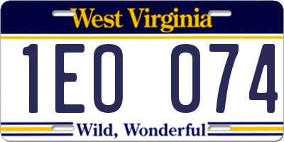 WV license plate 1EO074