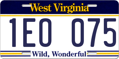 WV license plate 1EO075