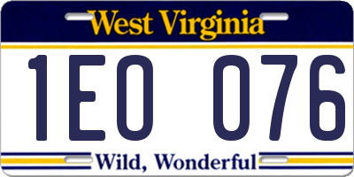 WV license plate 1EO076