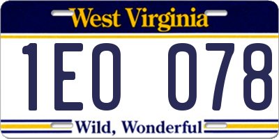 WV license plate 1EO078