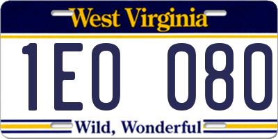WV license plate 1EO080