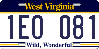 WV license plate 1EO081