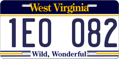 WV license plate 1EO082