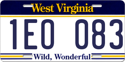 WV license plate 1EO083