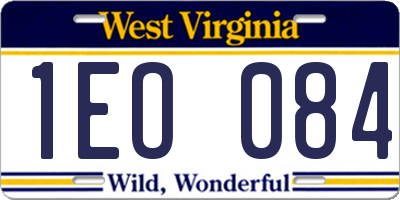WV license plate 1EO084