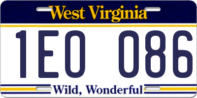 WV license plate 1EO086