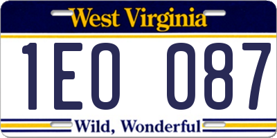 WV license plate 1EO087
