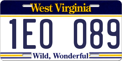 WV license plate 1EO089