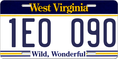 WV license plate 1EO090