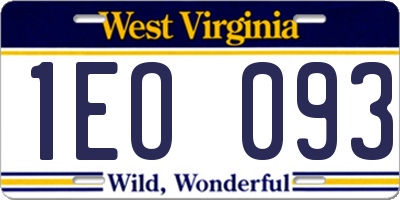 WV license plate 1EO093