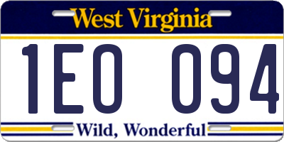 WV license plate 1EO094