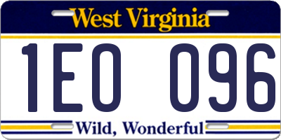 WV license plate 1EO096