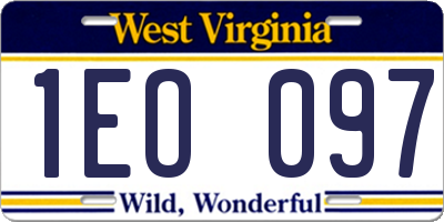 WV license plate 1EO097