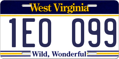 WV license plate 1EO099