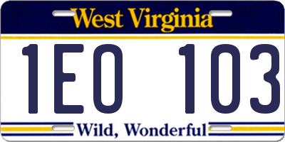 WV license plate 1EO103