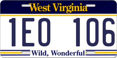 WV license plate 1EO106