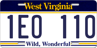 WV license plate 1EO110