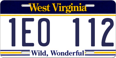WV license plate 1EO112