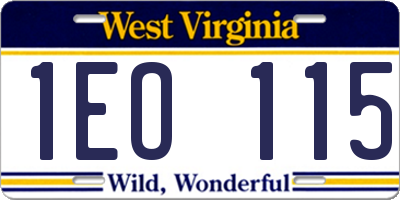 WV license plate 1EO115