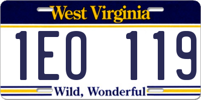 WV license plate 1EO119