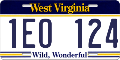WV license plate 1EO124