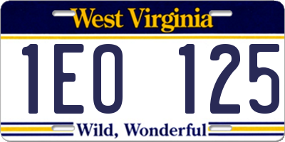 WV license plate 1EO125