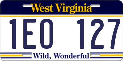 WV license plate 1EO127