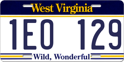 WV license plate 1EO129