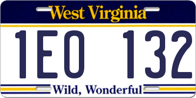 WV license plate 1EO132
