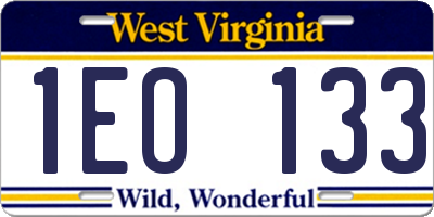 WV license plate 1EO133