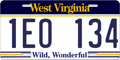 WV license plate 1EO134