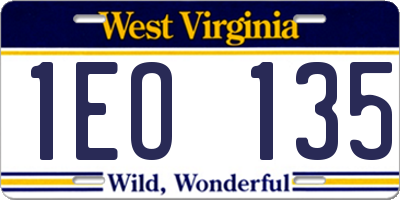WV license plate 1EO135