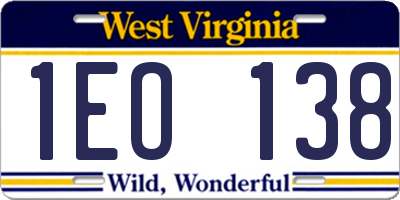 WV license plate 1EO138