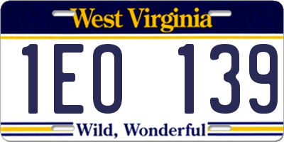 WV license plate 1EO139