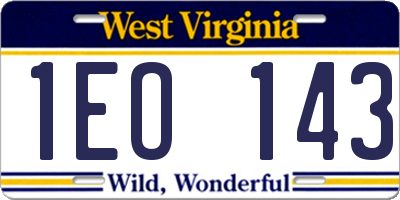 WV license plate 1EO143