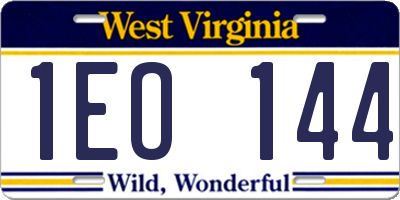 WV license plate 1EO144