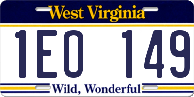 WV license plate 1EO149