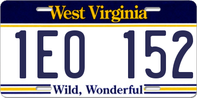 WV license plate 1EO152