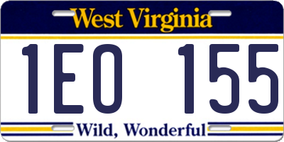 WV license plate 1EO155