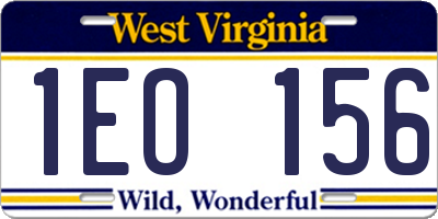 WV license plate 1EO156