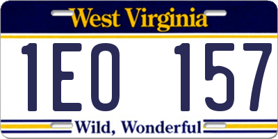 WV license plate 1EO157