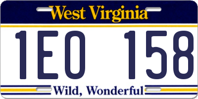 WV license plate 1EO158