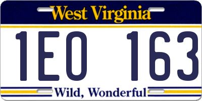 WV license plate 1EO163