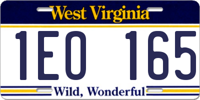 WV license plate 1EO165