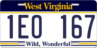 WV license plate 1EO167